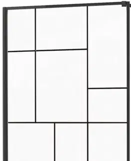 Sprchovacie kúty MEXEN - KIOTO walk-in 120x200 cm 8mm čierne vzor-2 samostatné sklo 800-120-000-00-78