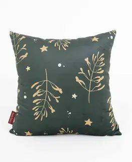 Dekoračné obliečky MKLozkoviny.sk Vianočná obliečka na vankúš Velvet 40 x 40 cm - Imelo tmavo zelené-  -