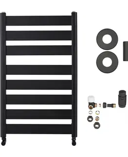 Doplnky do kúpeľne CERANO - Koupelnový radiátorový set Marco - ústřední vytápění - boční připojení - 698W - černá matná - 920x550 mm CER-701326