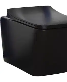 Záchody KERRA - Miska WC závesná Tinos BLM so sedadlom (čierny mat) 5907548115263