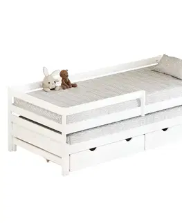 Postele KONDELA Elara detská posteľ s prístelkou 90x200 cm biela