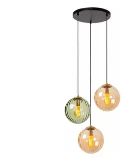 Svietidlá Lucide 45493/03/33 - Luster na lanku MONSARAZ 3xE27/40W/230V zelená/béžová 45493/03/33