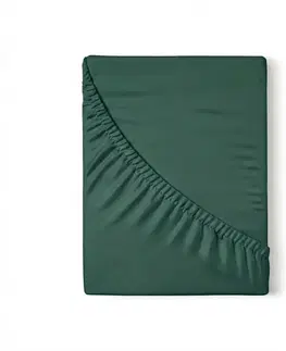 Plachty Kvalitex Saténové prestieradlo s gumou tmavozelená, 180 x 200 cm
