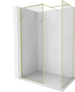 Sprchové dvere MEXEN/S - Kyoto-F Sprchová zástena WALK-IN s rámom 160 x 75, transparent 8 mm, zlato kefovaná 800-160-202-04-55-075