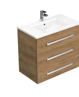 Kúpeľňový nábytok Kúpeľňová skrinka s umývadlom SAT Cube Way 80x76,5x46 cm dub Hickory CUBE46803DHMOD CUBE46803DHMOD