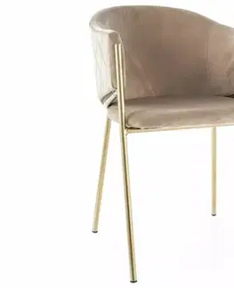 Kuchynské a jedálenské stoličky Signal Jedálenská stolička BONO VELVET | béžová / zlaté nohy