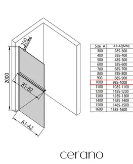Sprchové dvere CERANO - Sprchová zástena Walk-in Onyx YL/P - 8 mm + polička/držiak na uteráky - čierna matná, bronzové sklo - 100x200 CER-689404