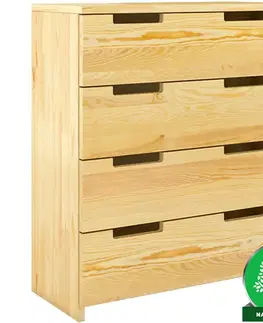 Komody do spálne Komoda drevená  borovica 4s Skandica Spectrum prírodná