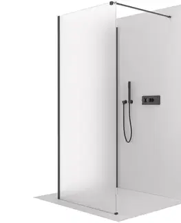 Sprchovacie kúty CERANO - Sprchová zástěna Walk-in Onyx Corner Cube L/P - 8 mm - hranatá vzpěra - černá matná, mléčné sklo - 30x30x200  CER-8050BD72297