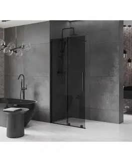 Sprchové dvere MEXEN/S - Velar Sprchová zástena posuvná Walk-in 110 x 200, grafit 8 mm, čierna 871-110-000-43-70
