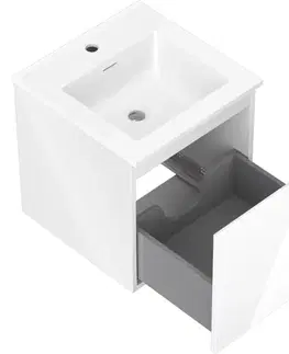 Kúpeľňový nábytok MEXEN/S - Orio kúpeľňová skrinka 45 cm s umývadlom Otis, 1 šuplík, biela lesk 91A10-04547-1-BF00-W18M00