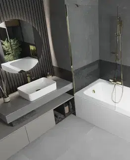Sprchové dvere MEXEN/S - Vega obdĺžniková vaňa 180 x 80 cm s panelom + vaňová zástena 90, transparent, zlatá 550118080X9509000050
