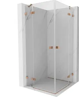 Sprchovacie kúty MEXEN/S - Lunar Duo sprchový kút dvere krídlové 90 x 90, transparent, meď kartáčovaná 834-090L-090P-65-00
