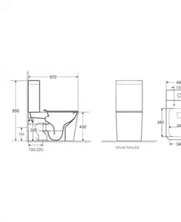 Záchody OLSEN SPA - Kombi WC orloja RIMLESS sa SLIM sedadlom Soft-close OLKLT2093A