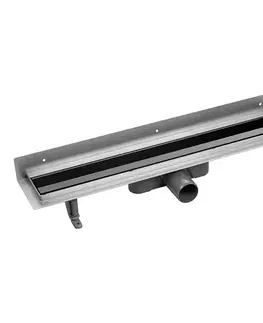 Sprchovacie kúty Laveo - Basso - sprchový žľab nástenný 60 cm, čierná sklo COB_761S