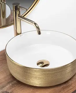 Umývadlá REA - Umývadlo na dosku Sami White Brush Gold REA-U6630