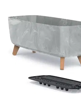 Kvetináče a truhlíky NABBI DGCL600E plastový kvetináč na nožičkách 58 cm sivý betón