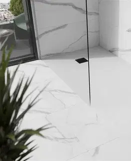Vane MEXEN/S - Stone+ obdĺžniková sprchová vanička 200 x 80, biela, mriežka čierna 44108020-B