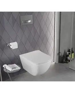Záchody MEXEN/S - Timo Závesná WC misa Rimless Tornado vrátane sedátka s slow slim, duroplast, biela lesk 30650200T
