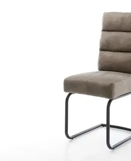 Jedálenské stoličky DELIFE Jedálenská stolička Pela-Flex mikrovlákno taupe vintage okrúhly čierna vrecková pružina