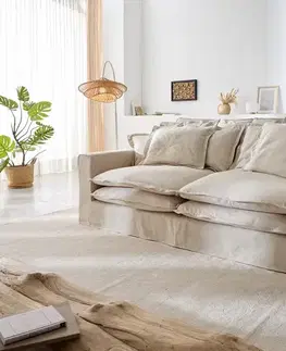Veľké pohovky DELIFE Pohovka Noelia 240x145 cm slonovinová s vankúšmi