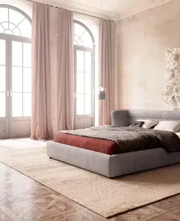 Čalúnené postele DELIFE Čalúnená posteľ Simea 180x200 cm mikrovlákno sivá