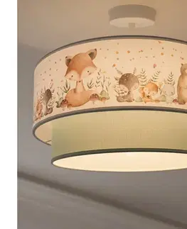 Svietidlá BRILAGI-LED Detské prisadené stropné svietidlo BOBO 1xE27/60W/230V Ø 40 cm biela/zelená/so zvieracím motívom 8590828051275