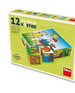 Obrázkové kocky Dino Toys Drevené kocky Psíček a mačička 12 Dino