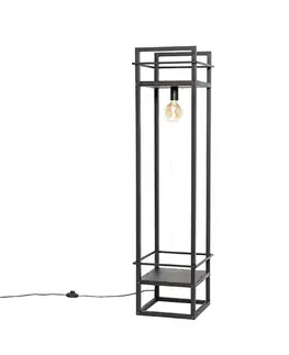 Stojace lampy Priemyselná stojaca lampa čierna - Cage Rack