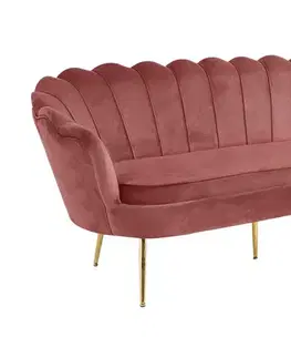 Sedacie súpravy KONDELA Noblin trojsedačka ružová (Velvet) / zlatá