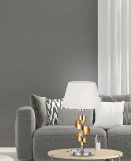 Stolové lampy Stolová lampa chróm/zlatá kancelárska biela tienidlo Denis