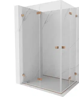Sprchovacie kúty MEXEN/S - Lunar-F Duo sprchovací kút skladacie dvere 100 x 85, transparent, meď kartáčovaná 836-100L-085P-65-00