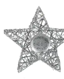 Vianočné dekorácie Svietnik v tvare 3D - hviezdy, strieborná farba.