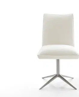Jedálenské stoličky DELIFE Jedálenská stolička Lelio-Flex bouclé mäkký béžová podstava nerezová oceľ 360° otočný hojdacia funkcia vrecková pružina