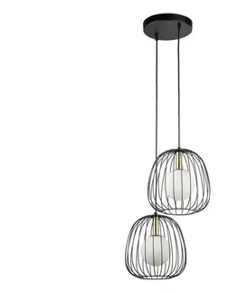 Svietidlá  Luster na lanku BELL 2xG9/12W/230V čierna/zlatá 40728