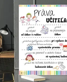 Tabuľky s venovaním (darčeky) Dekorácie pre školy - Práva učiteľa - tabuľka na stenu