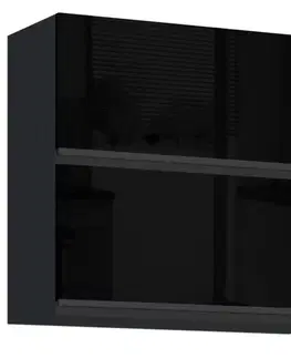 Kuchynské skrinky visiace Kuchynská skrinka Brick G80U čierna/čierna lesk HG