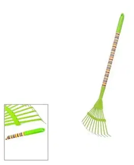 Detské náradie a nástroje Kinekus Hrable detské kovové lamelové, farebné pruhy, 76cm