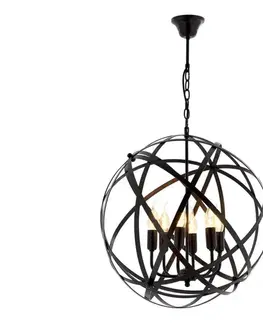 Svietidlá  Závesný luster na reťazi IRONBALL 6xE27/40W/230V čierna 683AVN1394
