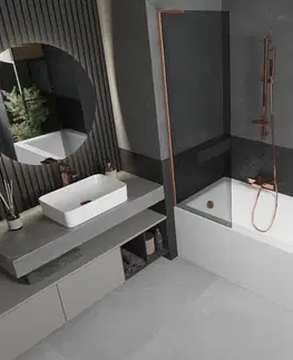 Sprchové dvere MEXEN/S - Next L vaňová zástena FIX 60 x 150, grafit, meď kartáčovaná 895-060-000-03-40-65