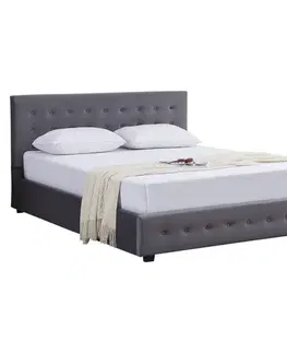 Postele KONDELA Mindy 160 čalúnená manželská posteľ s úložným priestorom 160x200 cm sivá (Velvet)