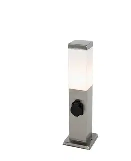Zahradne stlpove lampy Moderné vonkajšie svietidlo 45 cm oceľ so zásuvkou IP44 - Malios