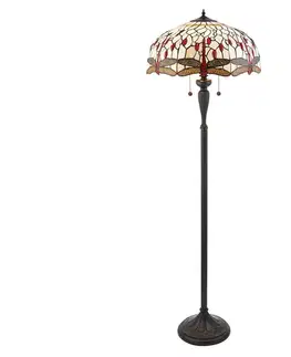 Lampy Endon 70940 - Stojacia lampa Tiffany DRAGONFLY 2×E27/60W/230V, priemer 50 cm 70940