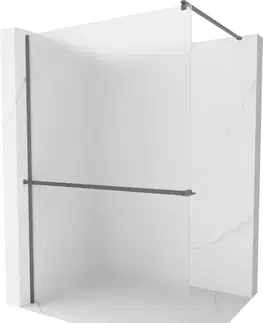 Sprchové dvere MEXEN/S - Kioto+ Sprchová zástena s poličkou WALK-IN 90 x 200, dekor, grafit metal 800-090-121-95-30