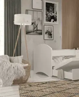 Postele ArtAJ Detská posteľ LINA P2 s prístelkou | biela 90 x 200 cm