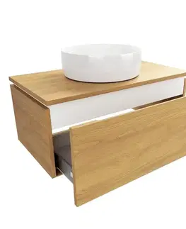 Kúpeľňový nábytok Kúpeľňová skrinka s krycou doskou SAT Feel 80x30x46 cm medový dub mat SATFEEL80DMD SATFEEL80DMD
