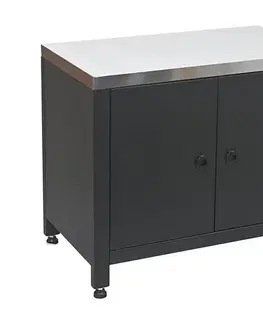 Záhradné stoličky a kreslá  Vonkajší modul – skrinka pod gril 80x47x69 cm, čierna/nerezová oceľ 14126