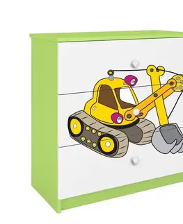 Komody so zásuvkami Detská komoda Babydreams zelená – Rýpadlo