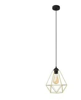 Svietidlá  Luster na lanku KARO 1xE27/15W/230V zlatá/čierna W-KM 1311/1 BK-B GO MAT