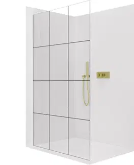 Sprchové dvere CERANO - Sprchová zástena Walk-in Crystal Ľ/P - 8 mm - bezvzperový systém - zlatá, industriálne sklo - 150x200 CER-8050BD6690